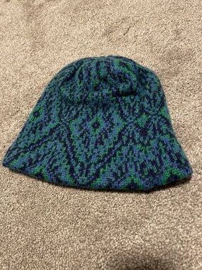 Blue and Green Wool Knit Hat